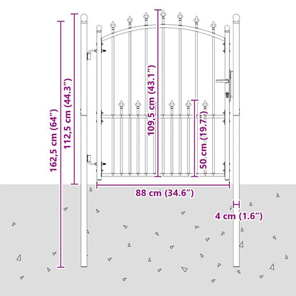 Fence Gate with Spikes EMMEN 125 x 100 cm Powder-coated steel