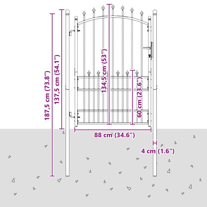 Fence Gate with Spikes EMMEN 170 x 100 cm Powder-coated steel
