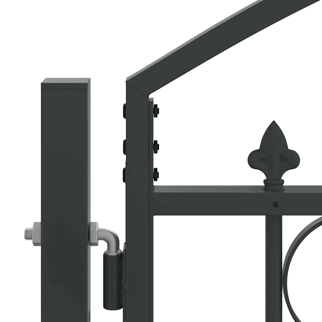 Fence Gate ASSEN 401 x 175.5 cm Steel Grey Lockable