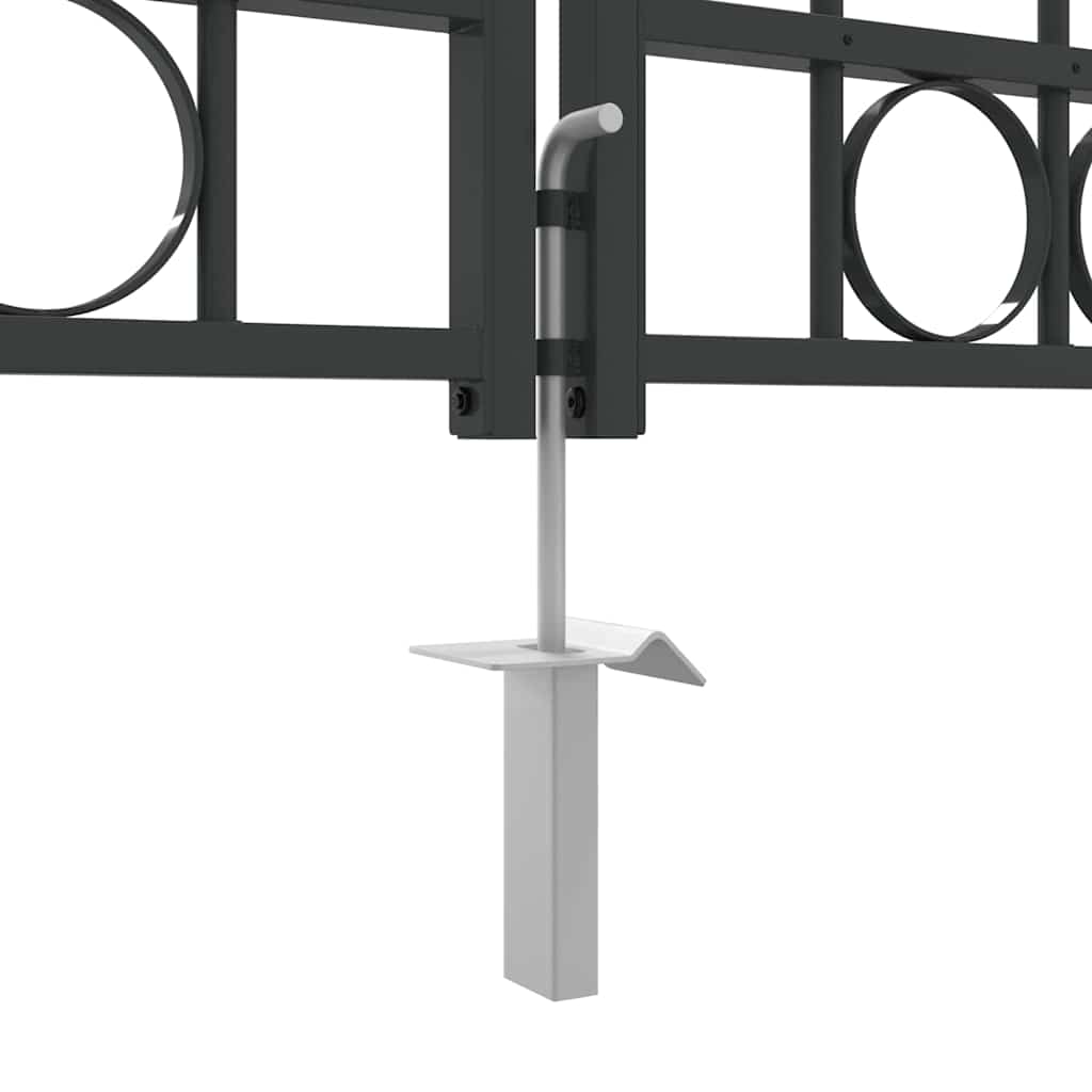 Fence Gate ASSEN 401 x 175.5 cm Steel Grey Lockable