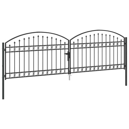 Fence Gate ASSEN 401 x 175.5 cm Steel Grey Lockable
