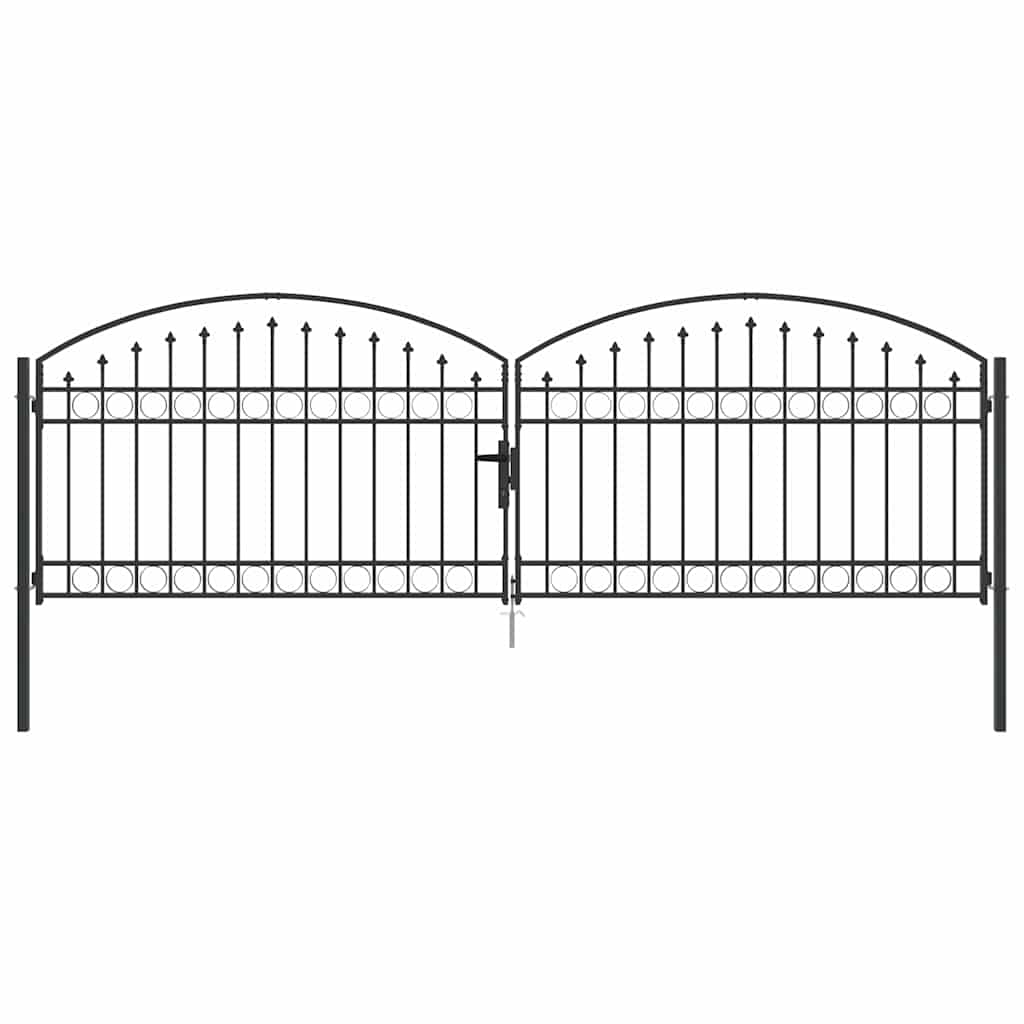 Fence Gate ASSEN 401 x 175.5 cm Steel Grey Lockable