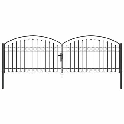 Fence Gate ASSEN 401 x 175.5 cm Steel Grey Lockable