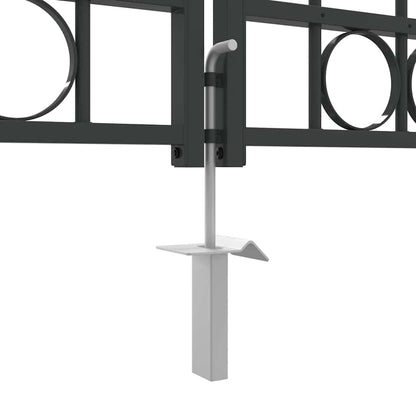 Fence Gate ASSEN 401 x 200 cm Steel Grey Lockable