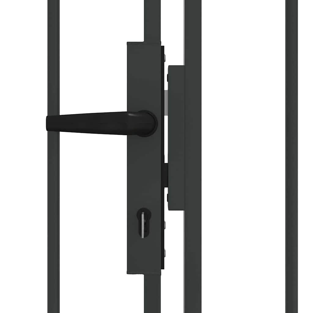 Fence Gate ASSEN 401 x 250 cm Steel Grey Lockable