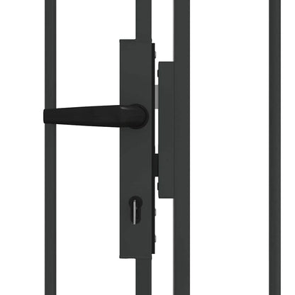 Fence Gate ASSEN 401 x 250 cm Steel Grey Lockable