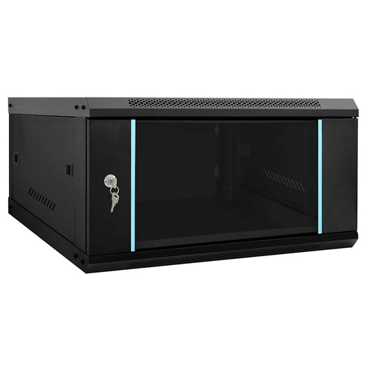 Network Cabinet with Storage Black 60 x 60 x 35 cm Steel