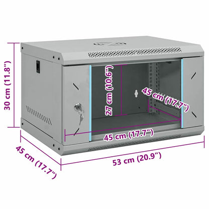 Network Cabinet with Storage Grey 53 x 45 x 30 cm Steel