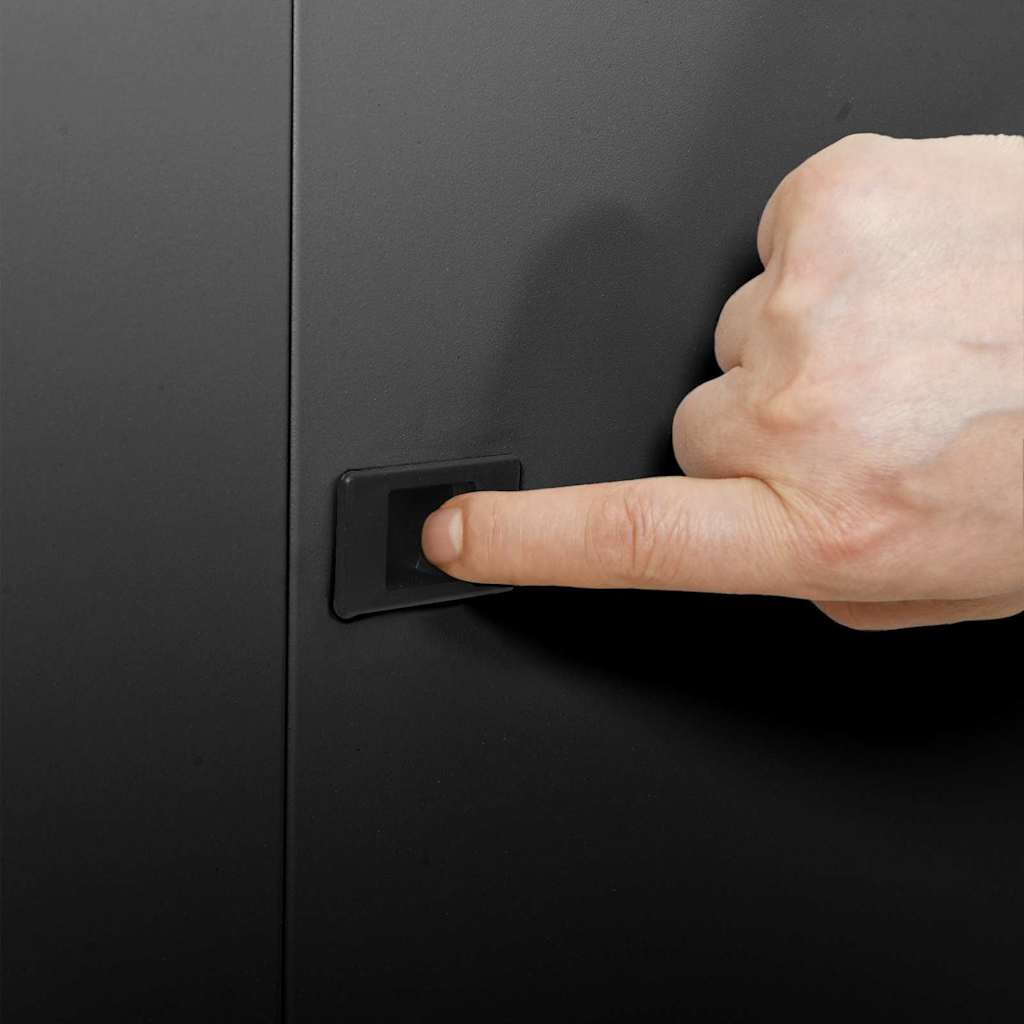 Network Cabinet with Storage Black 60 x 60 x 80 cm Steel
