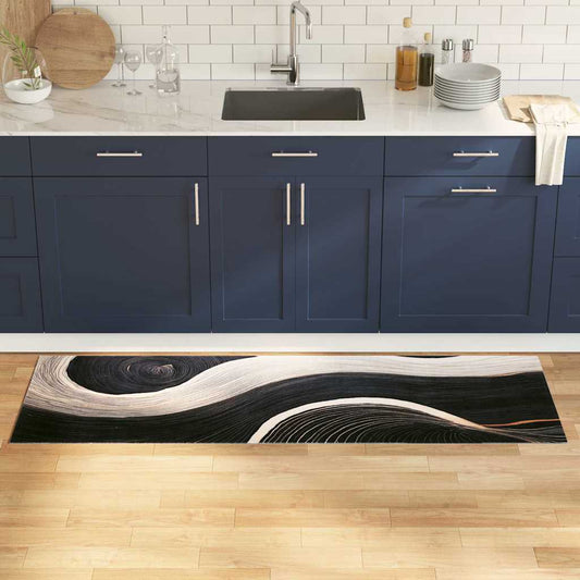 Kitchen Rug Art Deco Black 180 x 60 cm Velvet