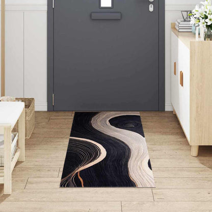 Kitchen Rug Art Deco Black 180 x 60 cm Velvet