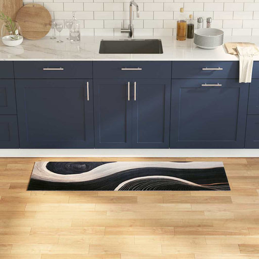 Kitchen Rug Art Deco Black 150 x 45 cm Velvet