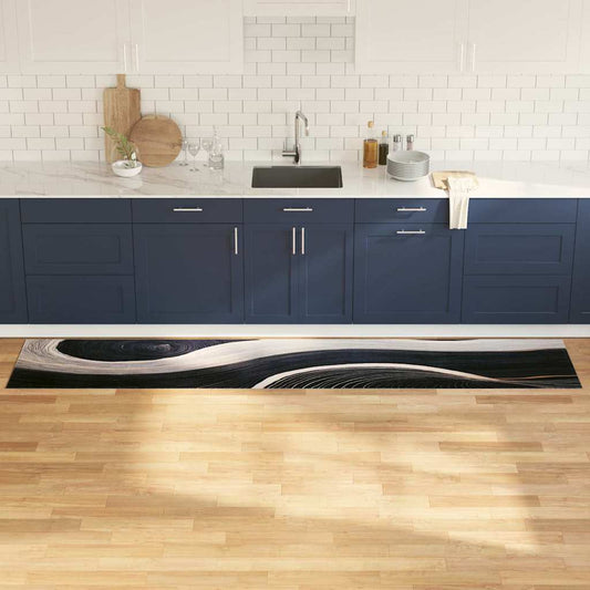 Kitchen Rug Art Deco Black 300 x 60 cm Velvet