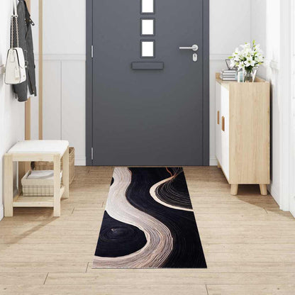 Kitchen Rug Art Deco Black 300 x 60 cm Velvet