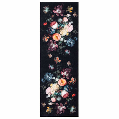 Kitchen Rug Floral Black 180 x 60 cm Velvet