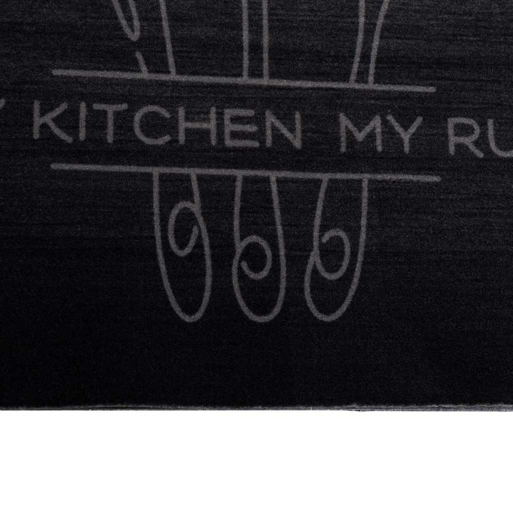 Kitchen Rug Cutlery Black 180 x 60 cm Velvet