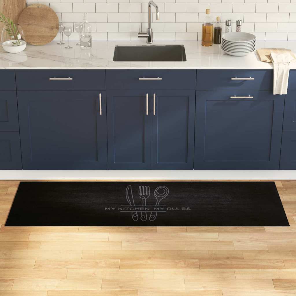 Kitchen Rug Cutlery Black 180 x 60 cm Velvet