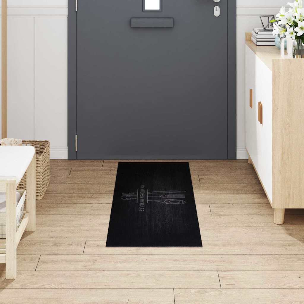 Kitchen Rug Cuttlery Black 150 x 45 cm Velvet