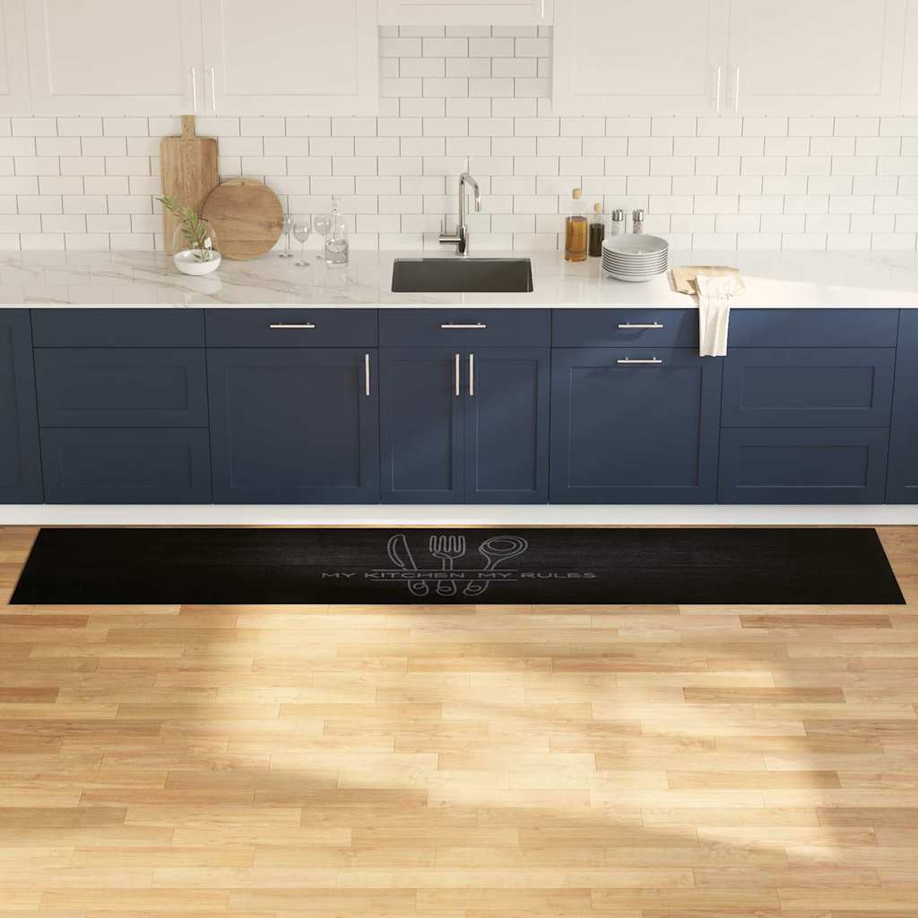 Kitchen Rug Cutlery Black 300 x 60 cm Velvet