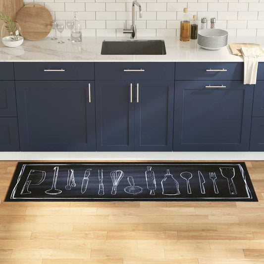 Kitchen Rug Toile Black 180 x 60 cm Velvet
