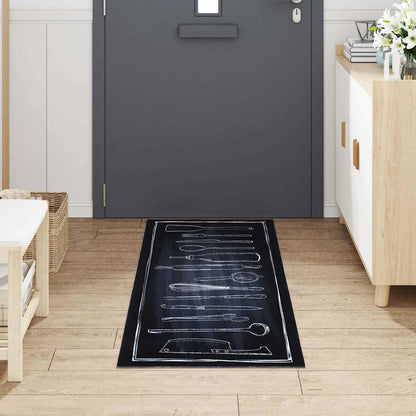 Kitchen Rug Toile Black 180 x 60 cm Velvet
