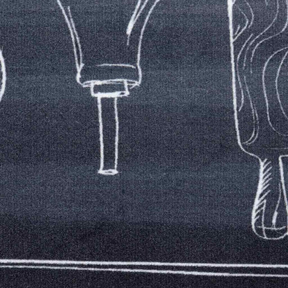 Kitchen Rug Toile Black 150 x 45 cm Velvet