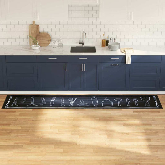 Kitchen Rug Toile Black 300 x 60 cm Velvet