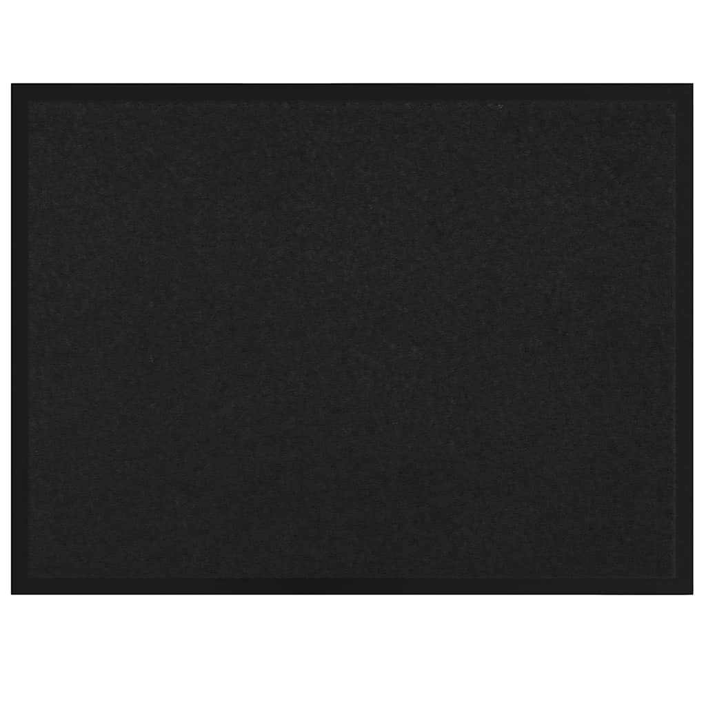 Door Mat Black 80 x 60 x 1.2 cm Teddy Fabric