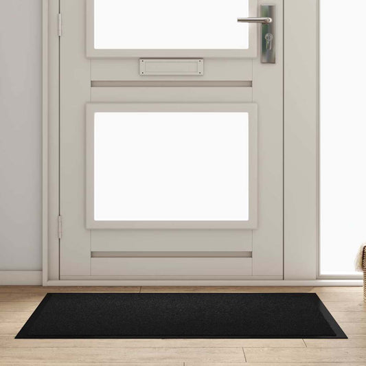 Door Mat Black 80 x 120 x 1.2 cm Teddy Fabric