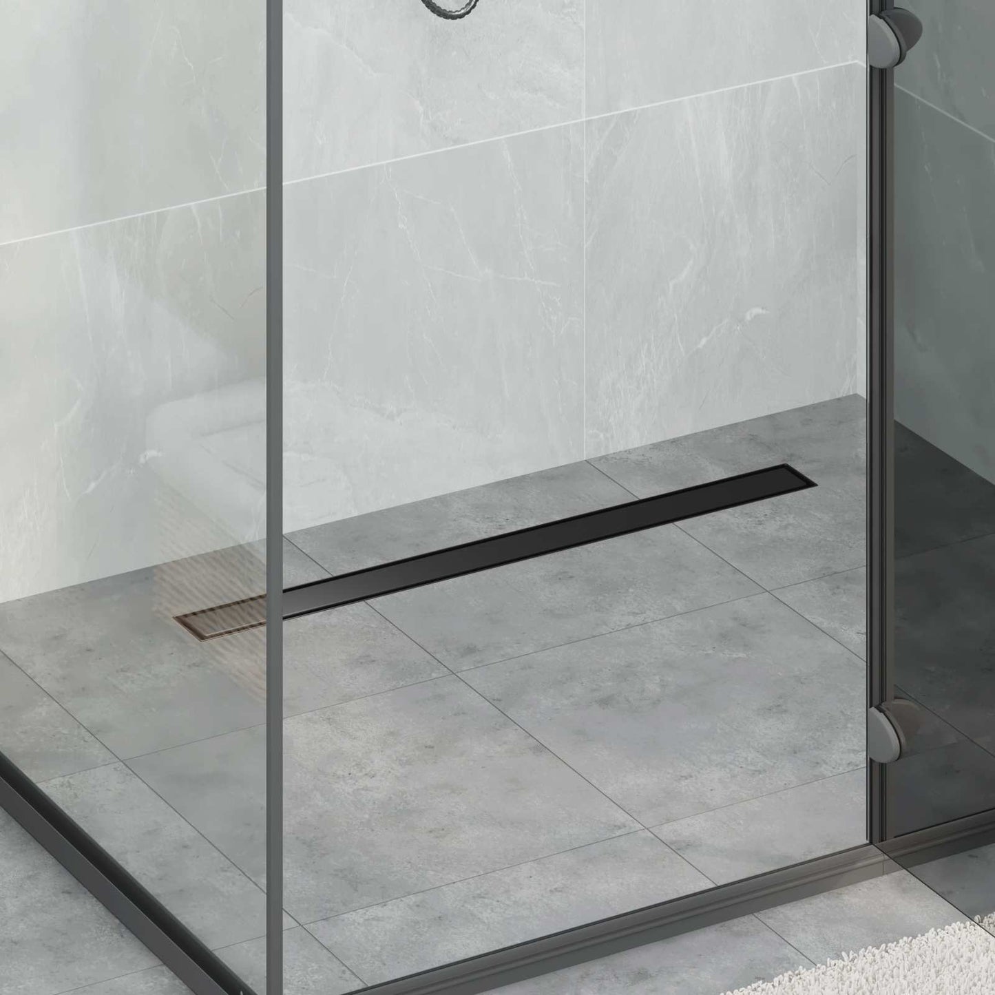 Shower Drain 2-in-1 with 360° Siphon Black 80 cm