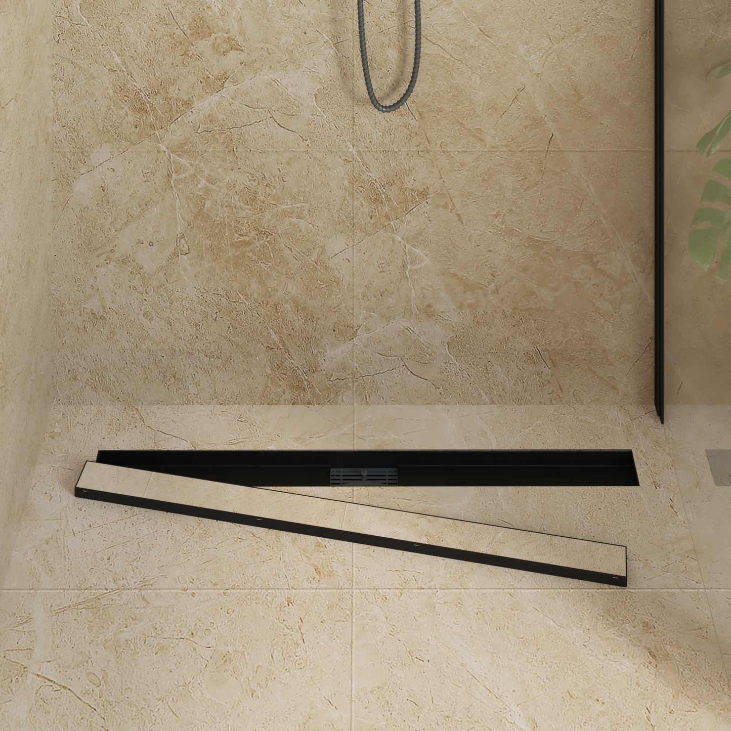 2 in 1 Shower Drain Black 100 cm Stainless Steel 304