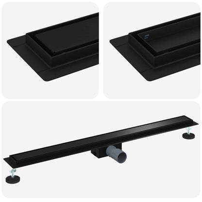 2 in 1 Shower Drain Black 100 cm Stainless Steel 304
