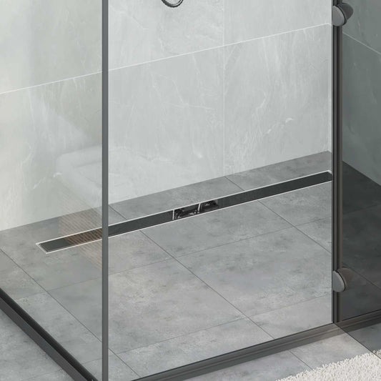 Shower Drain Glass Cover with 360° Siphon Black 100 cm