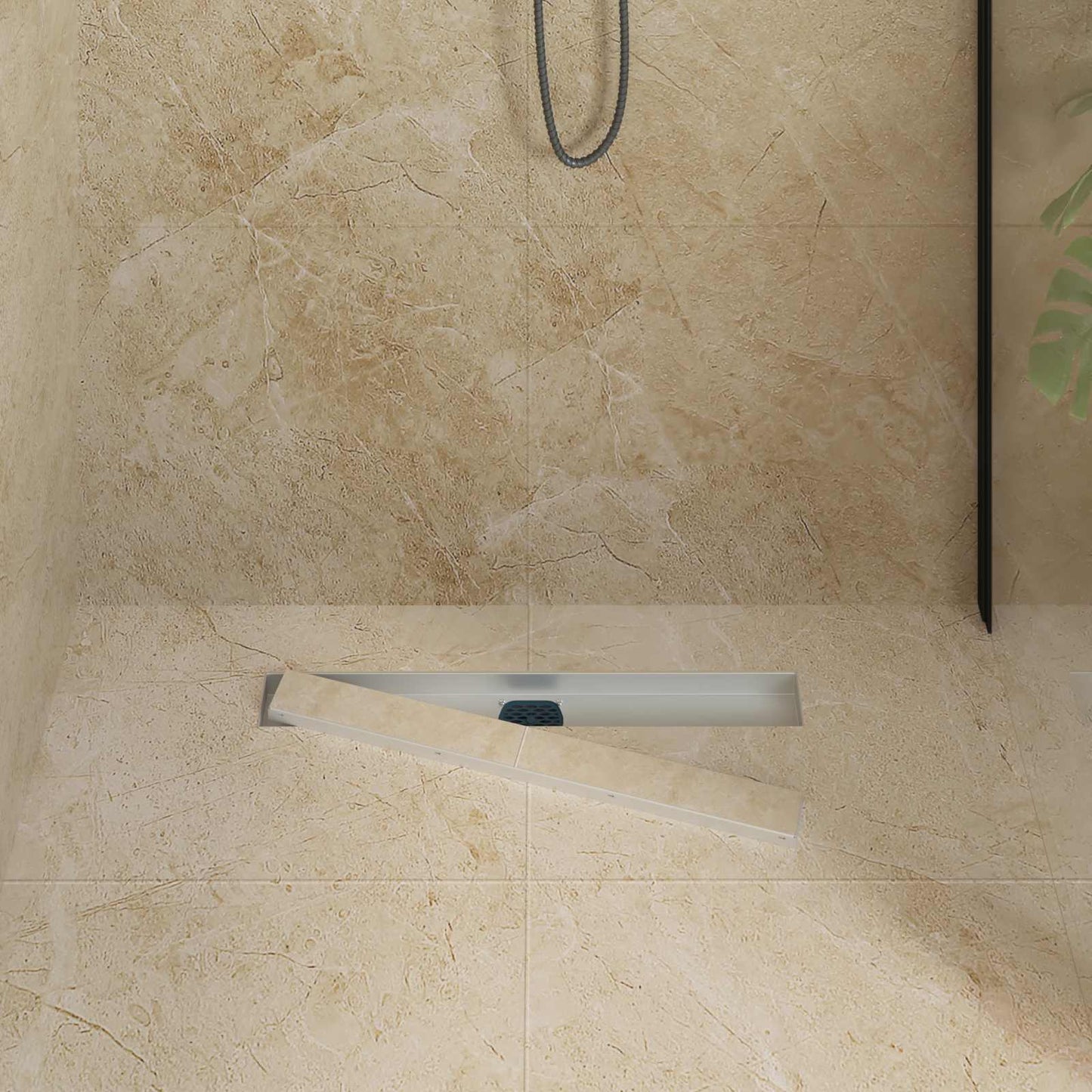 Shower Drain 2-in-1 with 360° Siphon Silver 60 cm