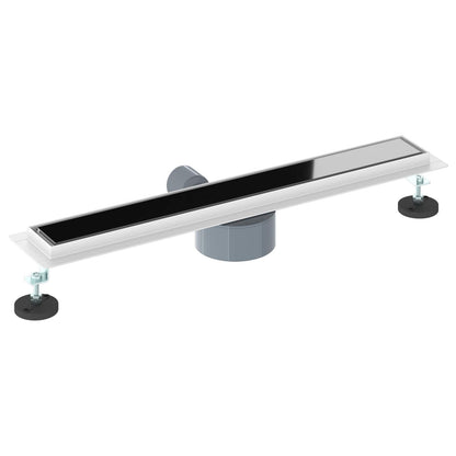 Shower Drain Glass Cover with 360° Siphon Black 60 cm