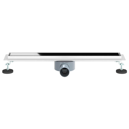Shower Drain Glass Cover with 360° Siphon Black 60 cm