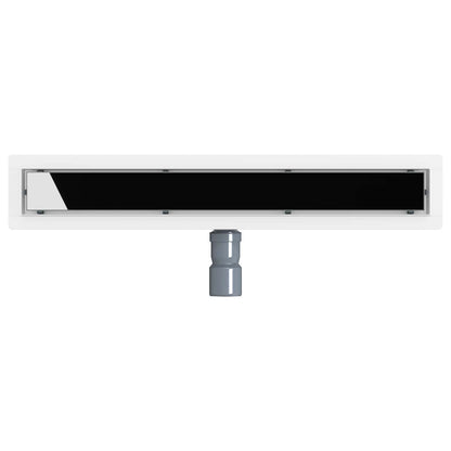 Shower Drain Glass Cover with 360° Siphon Black 60 cm