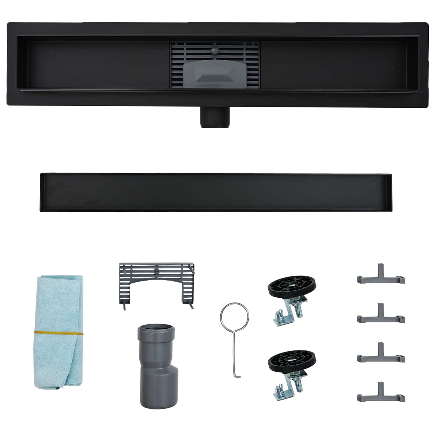 2 in 1 Shower Drain Black 60 cm Stainless Steel 304