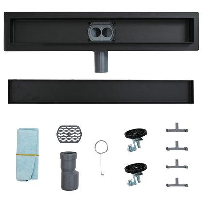 Shower Drain 2-in-1 with 360° Siphon Black 60 cm