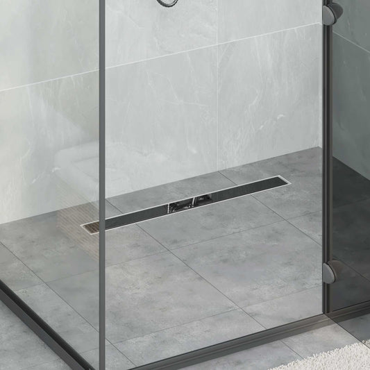 Shower Drain Glass Cover with 360° Siphon Black 70 cm