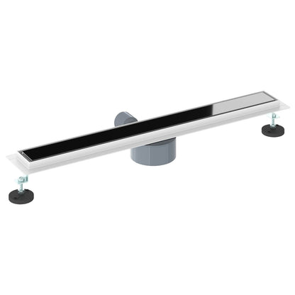 Shower Drain Glass Cover with 360° Siphon Black 70 cm