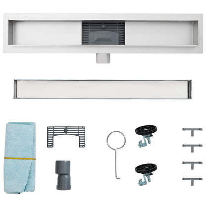 Shower Drain with Glass Cover Black 80 cm Stainless Steel 304