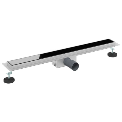 Shower Drain with Glass Cover Black 80 cm Stainless Steel 304