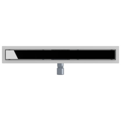 Shower Drain with Glass Cover Black 80 cm Stainless Steel 304