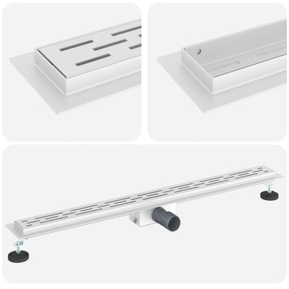 Shower Drain with Line Design Silver 90 cm Stainless Steel 304
