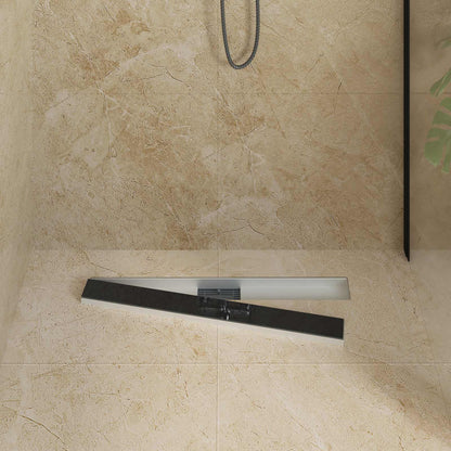 Shower Drain with Glass Cover Black 70 cm Stainless Steel 304