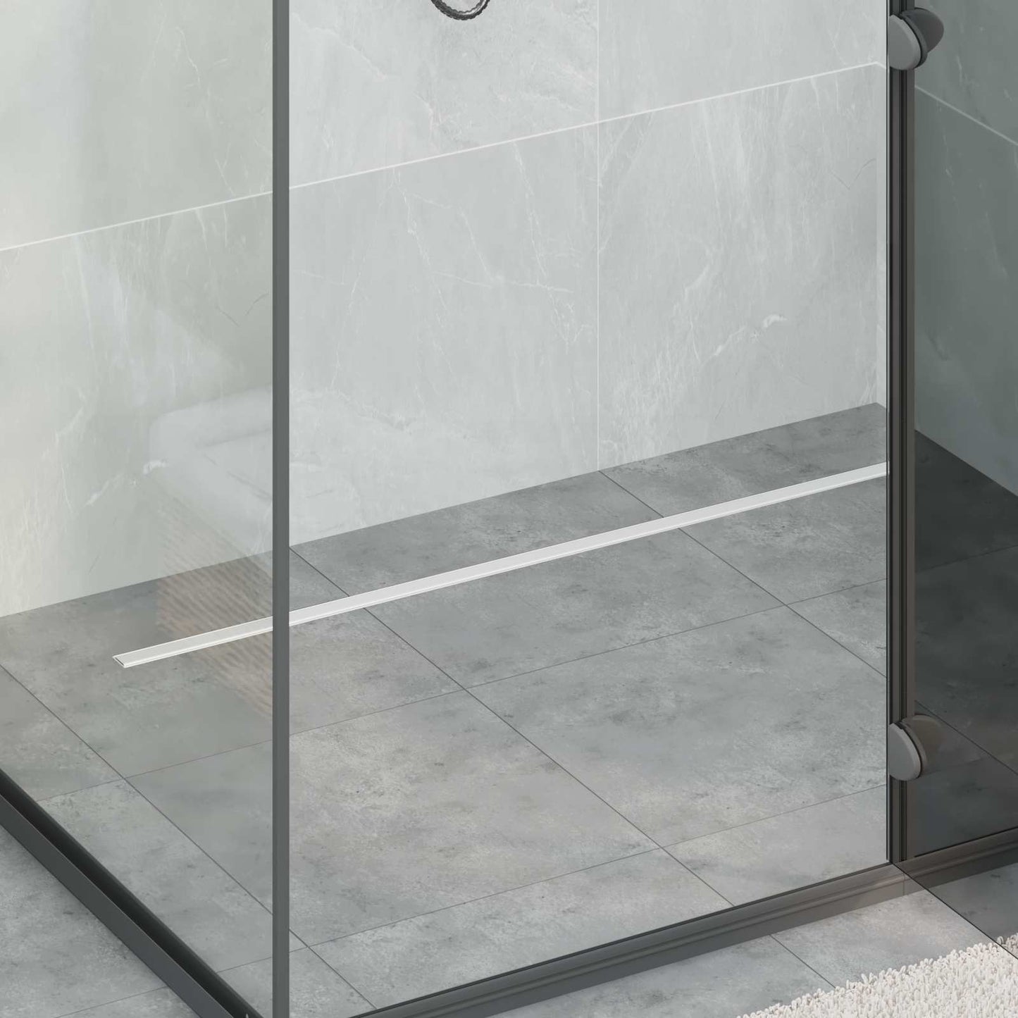 360° Shower Drain with Slim Model Silver 100 cm