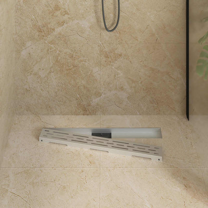 Shower Drain with Line Design Silver 70 cm Stainless Steel 304