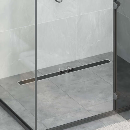 Shower Drain with Glass Cover Black 100 cm Stainless Steel 304