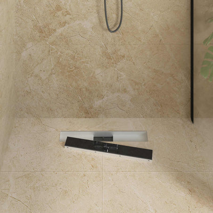Shower Drain with Glass Cover Black 50 cm Stainless Steel 304